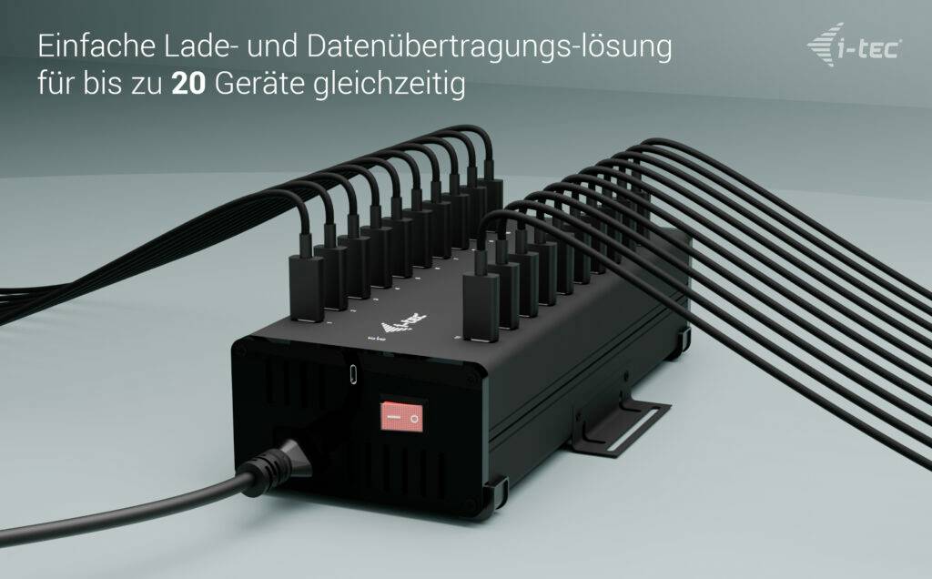 I-tec USB-C/USB-A Charging HUB 20 Port USB-Kombi-Hub Schwarz