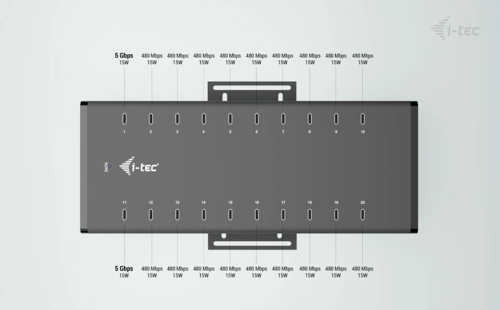 I-tec USB-C/USB-A Charging HUB 20 Port USB-Kombi-Hub Schwarz