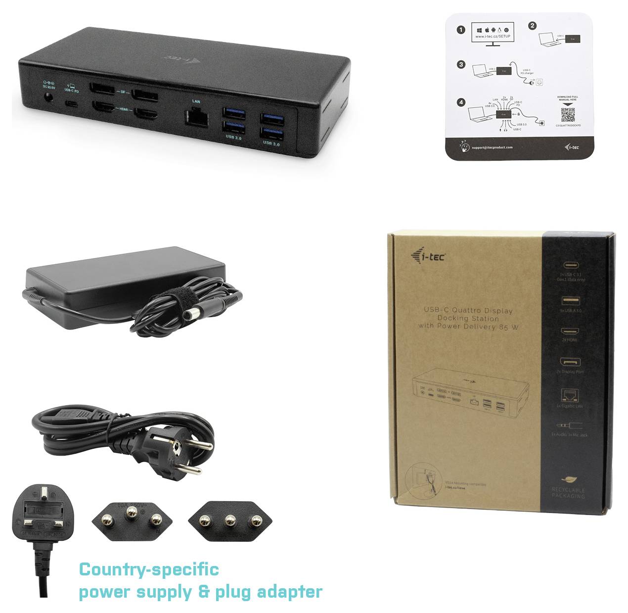 I-tec USB-C® Dockingstation USB-C Quattro Docking Station 85W