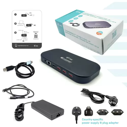 I-tec Thunderbolt 3/USB-C Dual 4K Dock PD 60W + Thunderbolt 3 Kabel+AC-Adapter Thunderbolt™ 3 Dockingstation I-tec Thunderbolt 3/USB-C Dual 4K Dock PD 60W + Thunderbolt 3 Kabel+AC-Adapter Thunderbolt™ 3 Dockingstation
