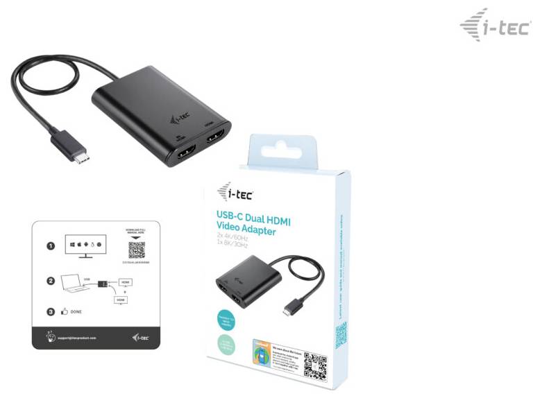 I-tec USB Adapter [1x USB-C® - 2x HDMI®] USB C auf Dual HDMI 4K/60Hz 0.3m