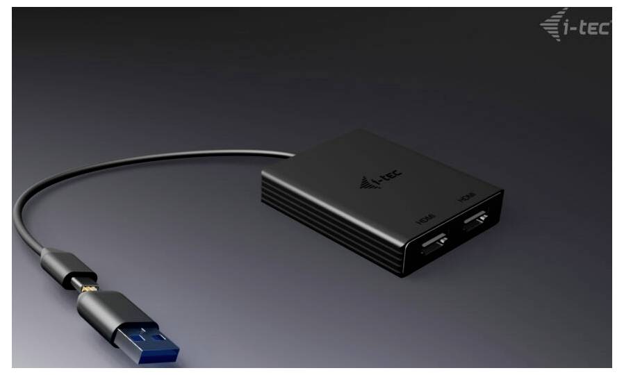 I-tec USB Adapter [1x USB-C®, USB-A - 2x DisplayPort] USB-A/USB-C Dual 4K DP Video Ada