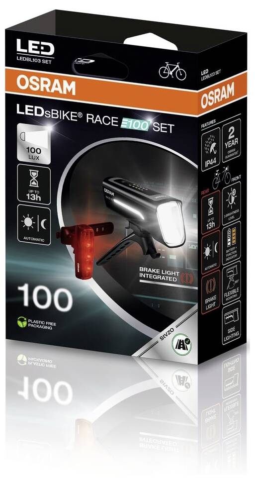 Osram Automotive Fahrradbeleuchtung Set RACE 100 SET LED akkubetrieben Schwarz
