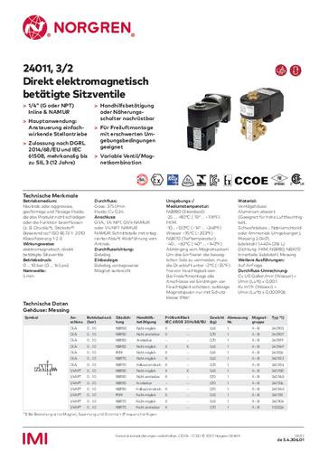 Imi Norgren Sitzventil 2401186082702400 24 V/Dc GehäUsematerial Edelstahl Dichtungsmaterial Nbr 1 S-image