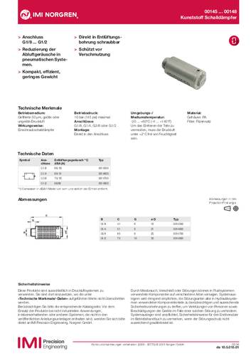 Imi Norgren Druckluft-SchalldäMpfer 0016620000000000 AußEngewinde 1/2“ - 20 Unf 1 St.-image
