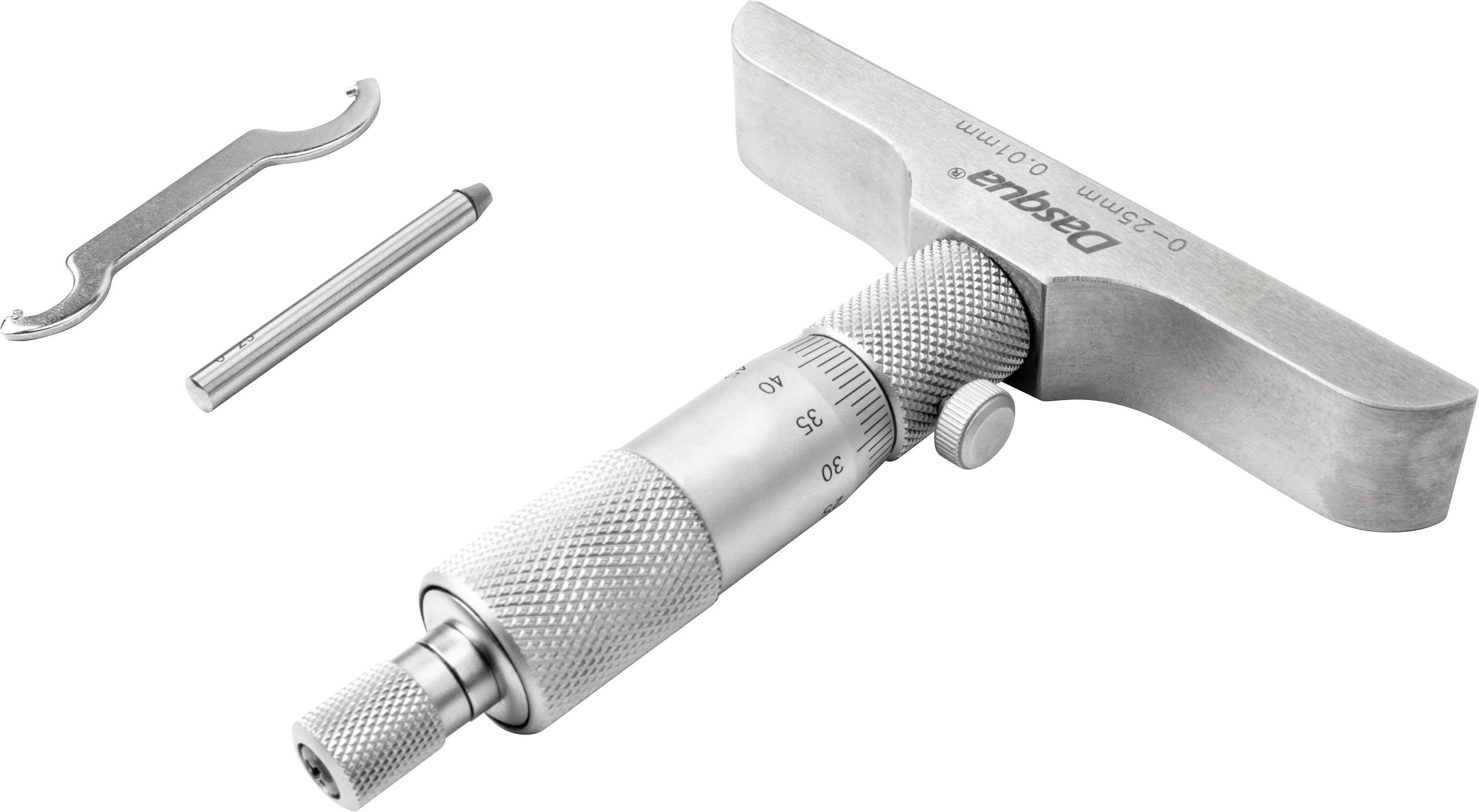 Dasqua 4611-8106 Tiefenmikrometer mit Kontrollmaß 0 - 25mm DIN 863
