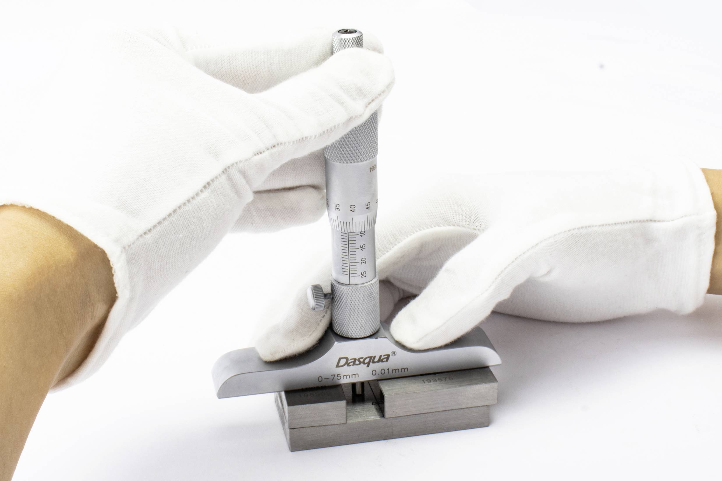 Dasqua 4611-8115 Tiefenmikrometer mit Kontrollmaß 0 - 75mm DIN 863