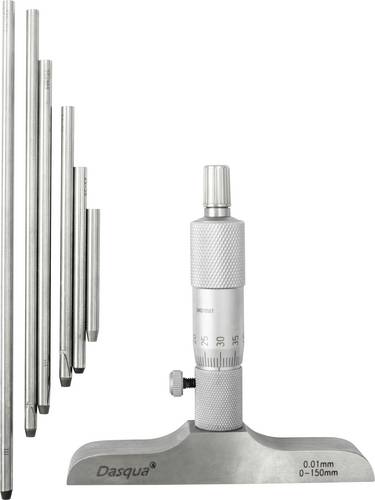Dasqua 4611-8125 Tiefenmikrometer mit Kontrollmaß 0 - 150 mm DIN 863
