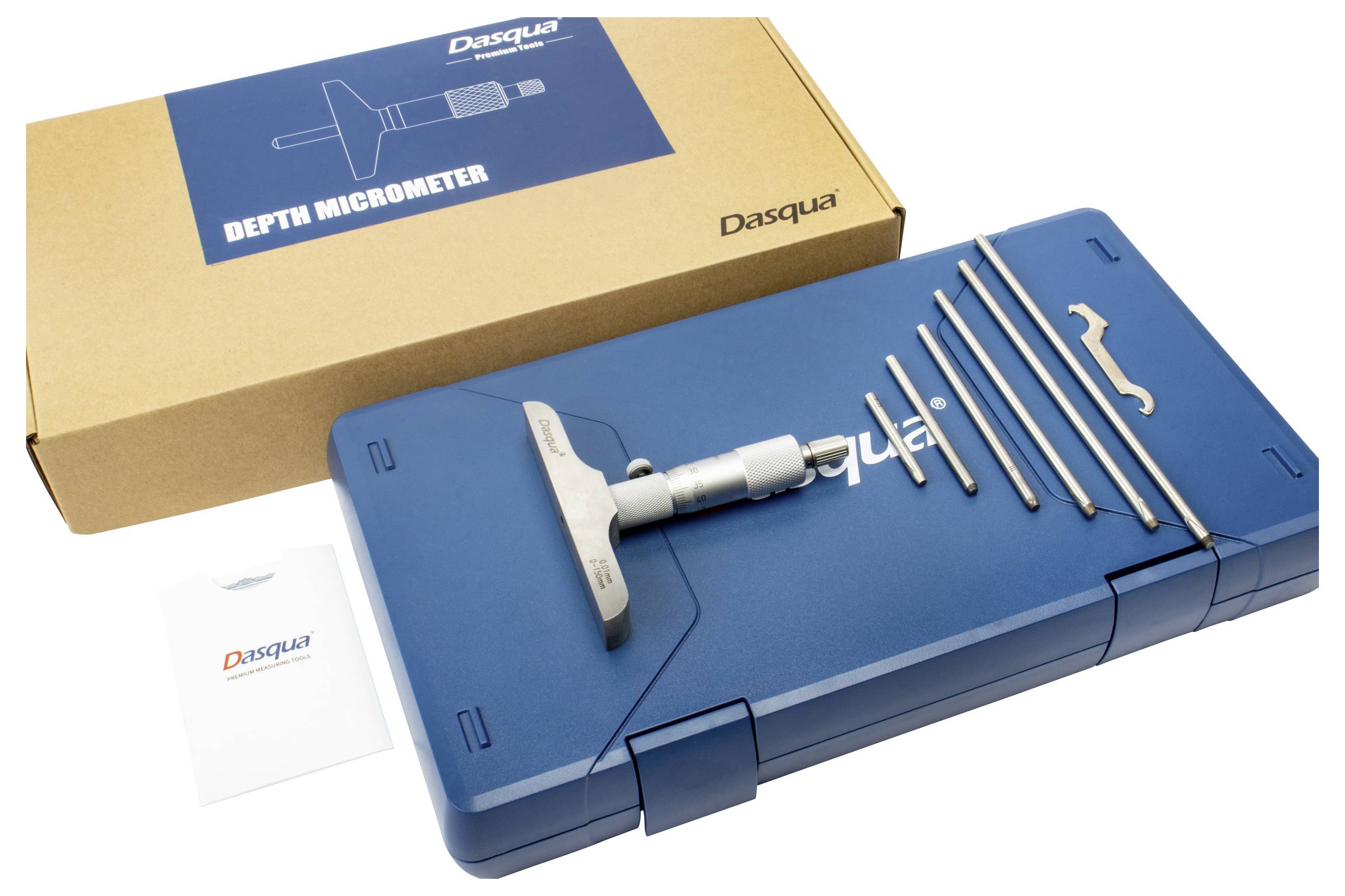 Dasqua 4611-8125 Tiefenmikrometer mit Kontrollmaß 0 - 150mm DIN 863