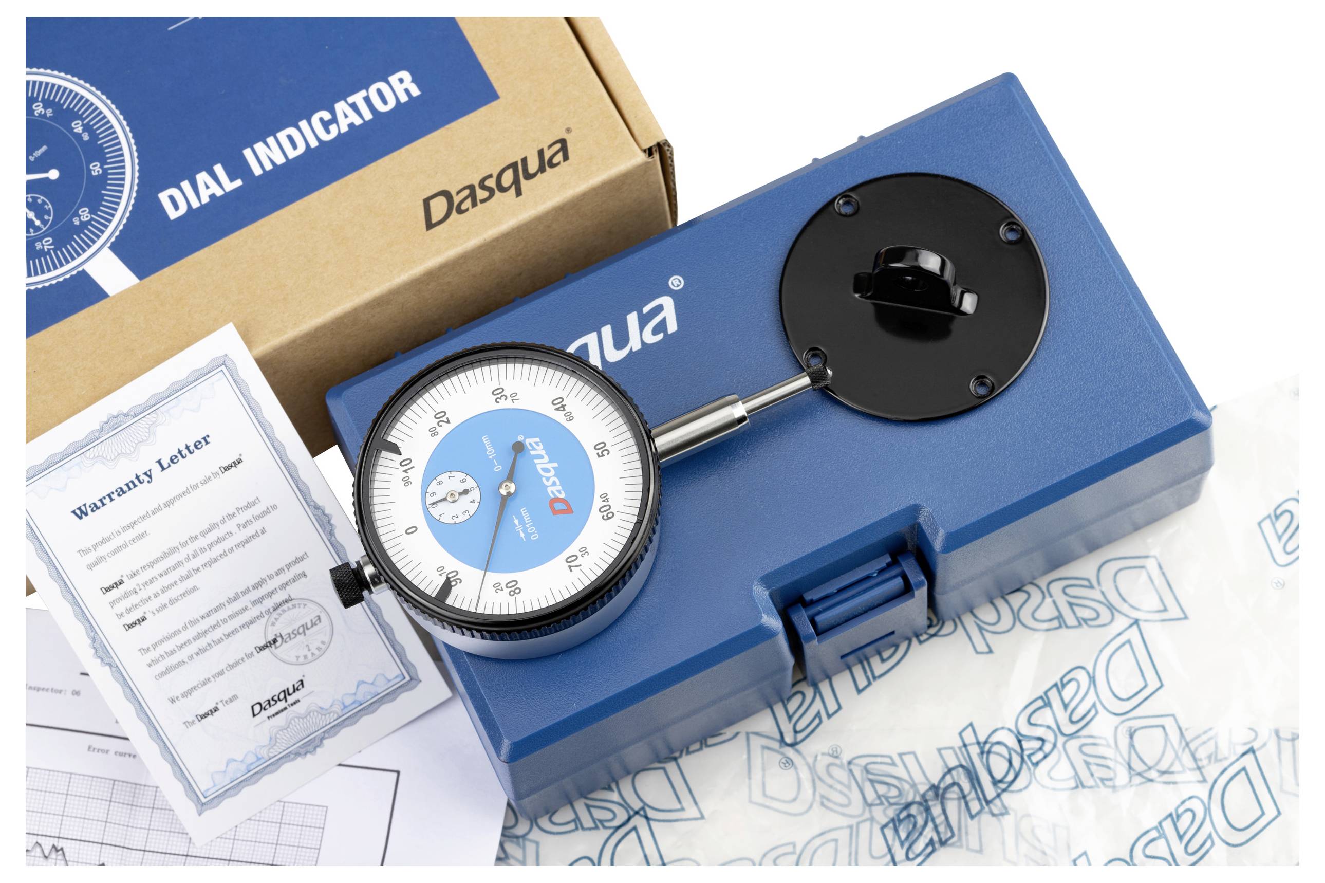 Dasqua 5121-1105 Stoßfeste Messuhr mit Kontrollmaß 10mm