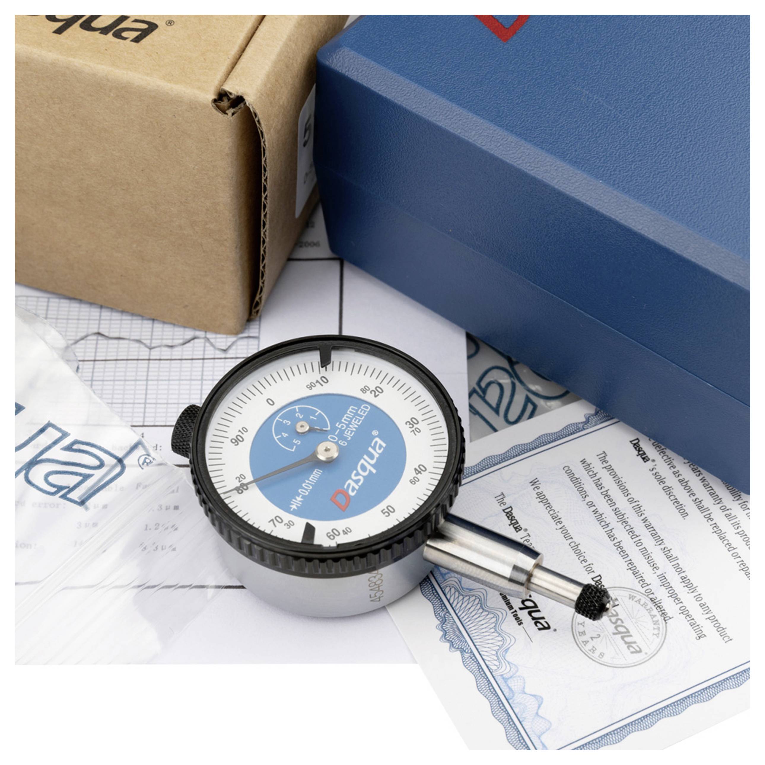 Dasqua 5121-1105 Stoßfeste Messuhr mit Kontrollmaß 10mm