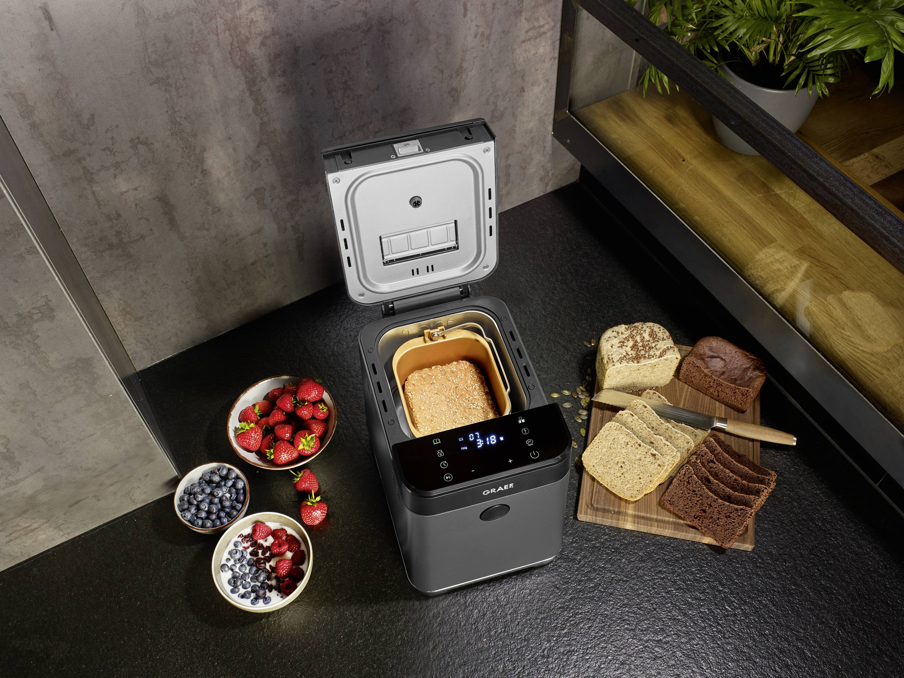 Graef BA806EU Brotbackautomat Antihaftbeschichtung, Timerfunktion 750g Eisenglimmer (seidenmatt), Grau