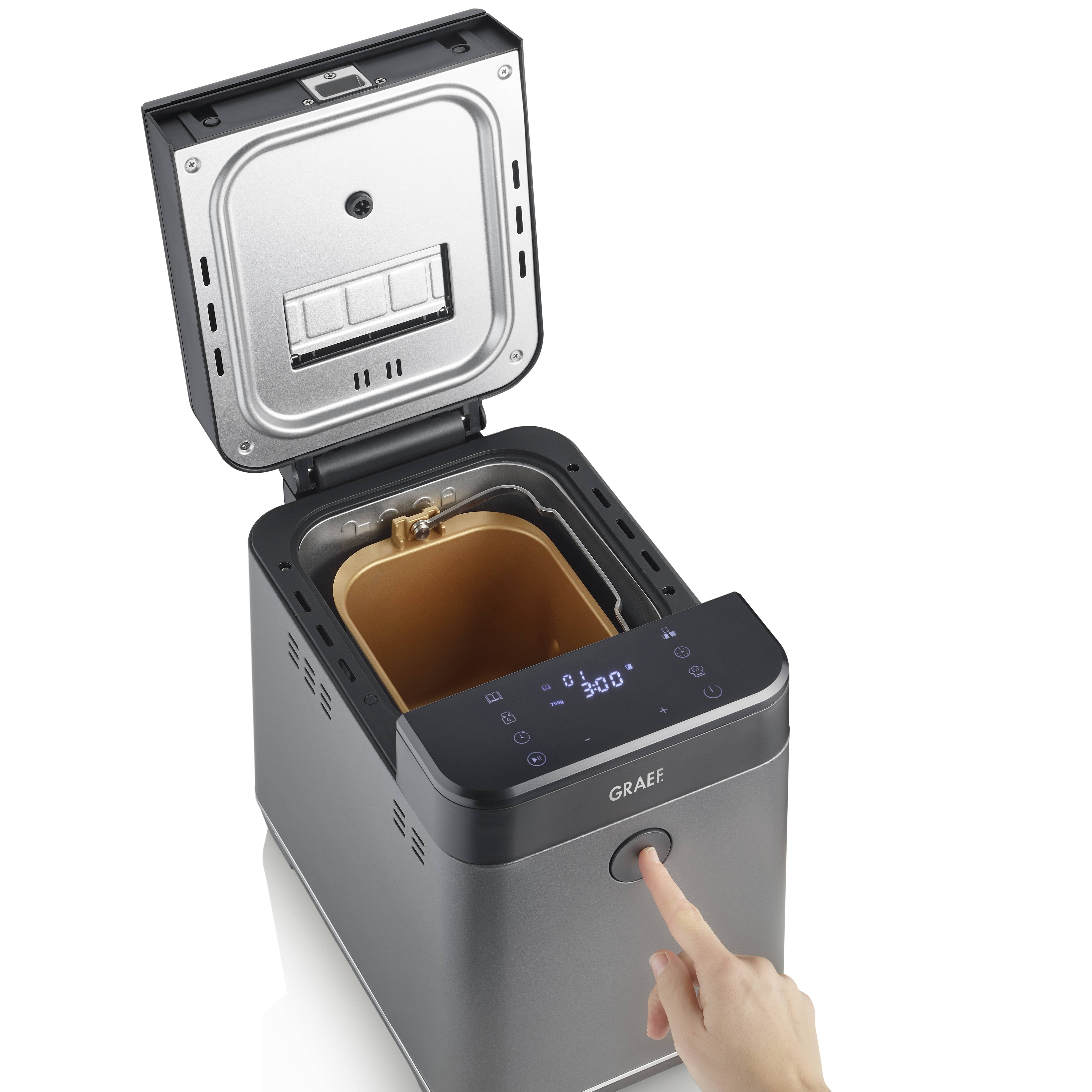Graef BA806EU Brotbackautomat Antihaftbeschichtung, Timerfunktion 750g Eisenglimmer (seidenmatt), Grau