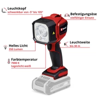 Einhell 4514175 TC-CL 18/350 Li - Solo Power X-Change Akkubetriebenes LED-Leuchtmittel Handlampe Li-Ionen Akkus 5W 350lm Anzahl Einhell 4514175 TC-CL 18/350 Li - Solo Power X-Change Akkubetriebenes LED-Leuchtmittel Handlampe Li-Ionen Akkus 5W 350lm Anzahl