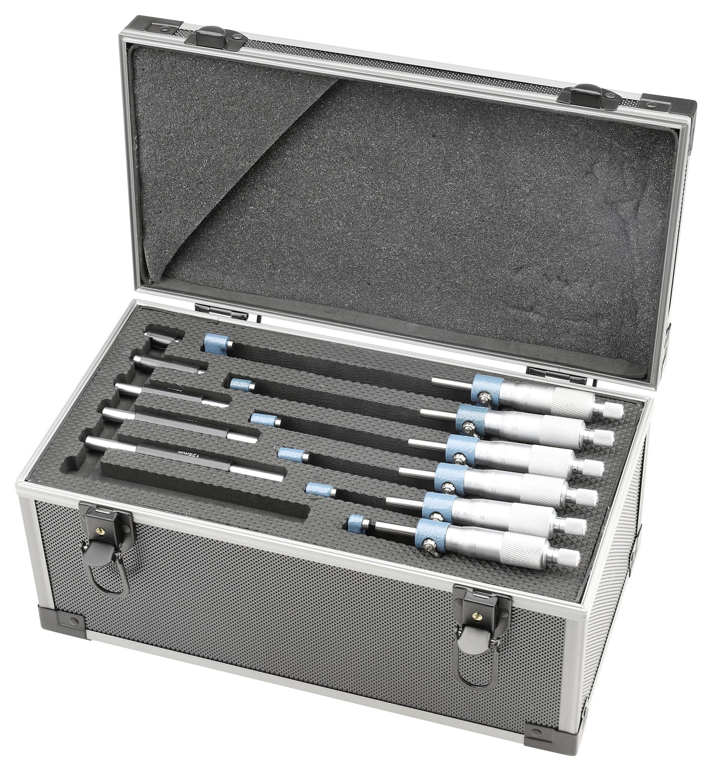 Dasqua 4111-8215 Bügelmessschrauben-Set mit Kontrollmaß 0 - 150mm DIN 863