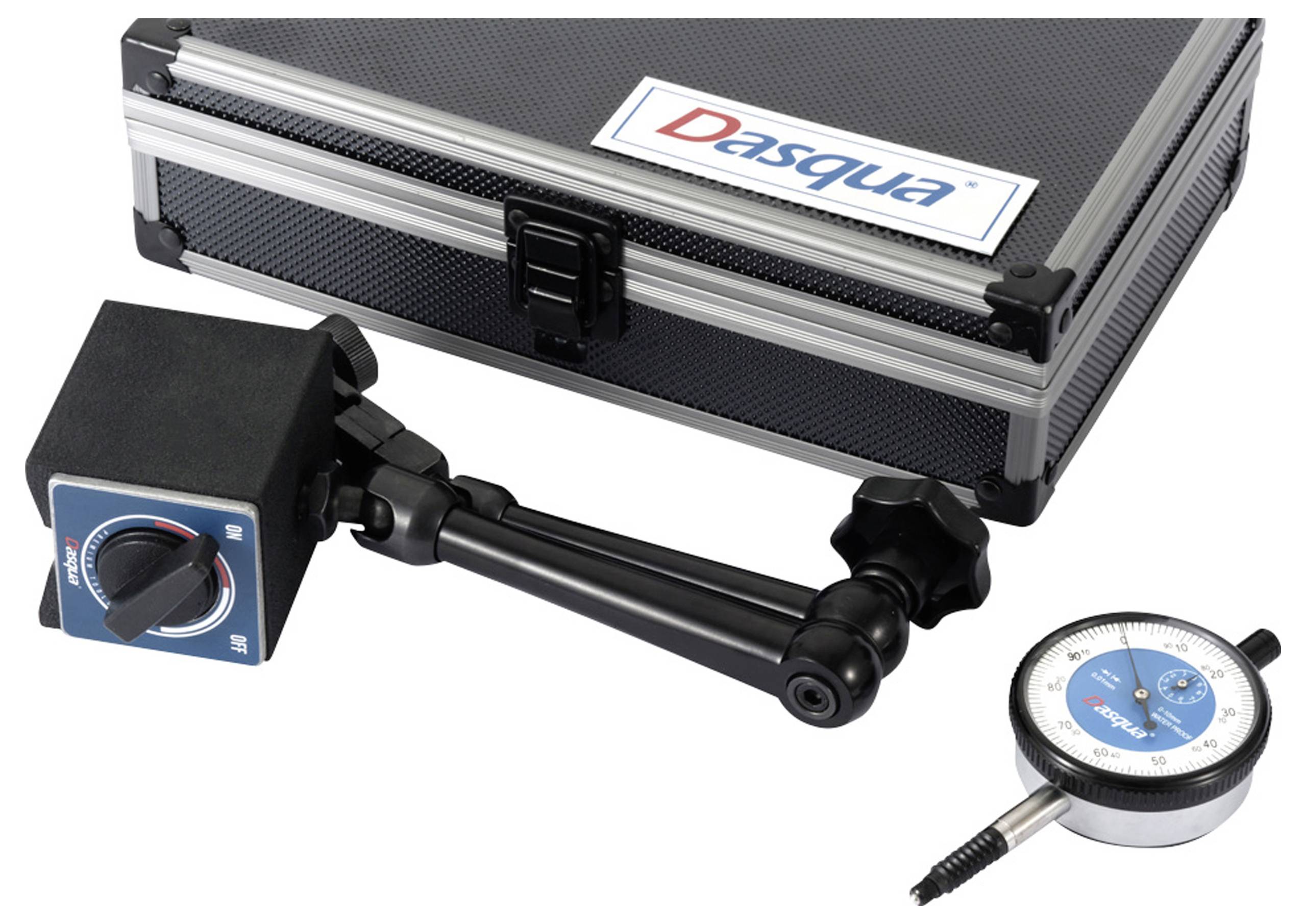 Dasqua 7611-1010 Messuhr mit Magnetfuß 10mm Ablesung: 0.01mm