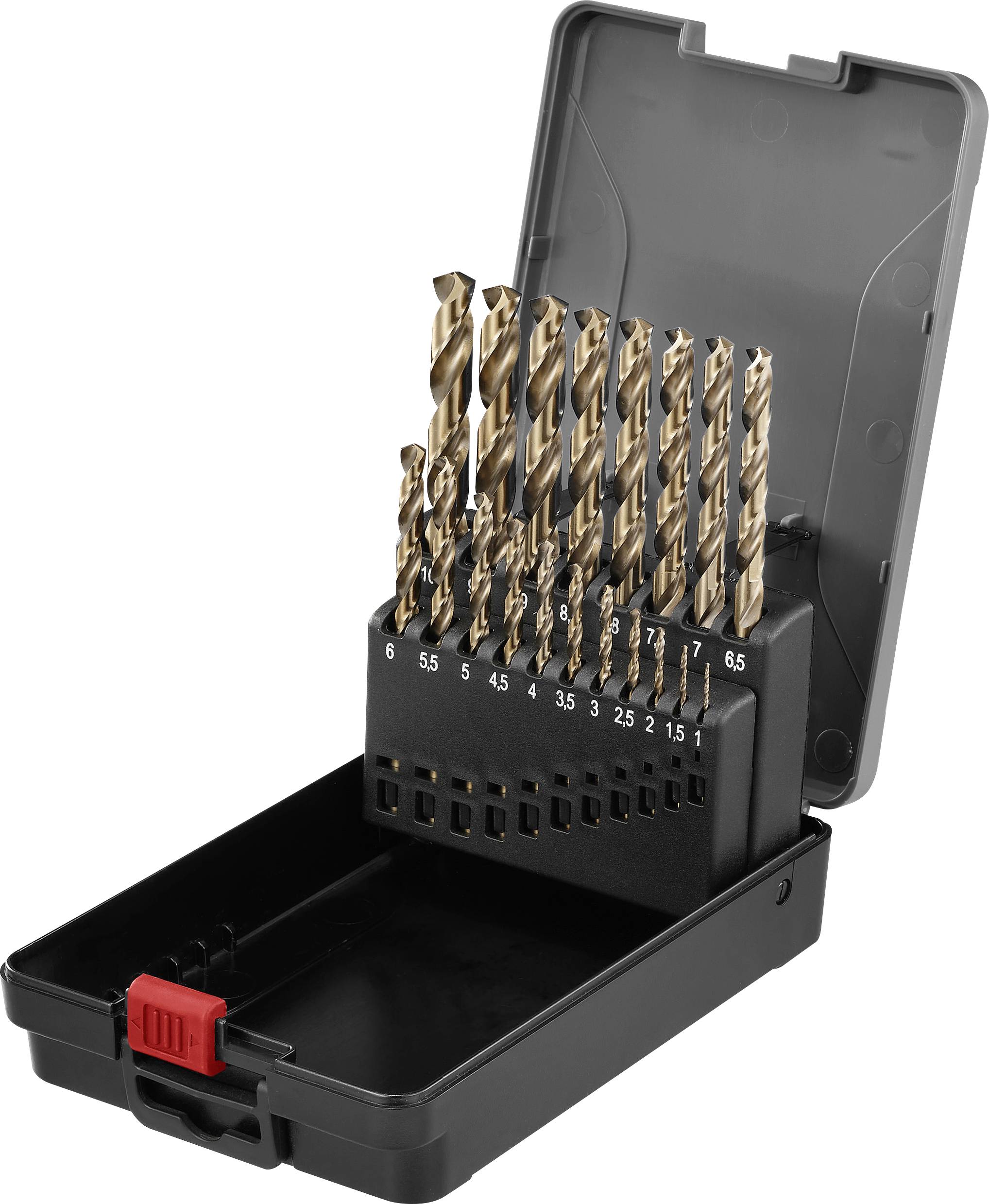 TOOLCRAFT TO-9913155 HSSE-Co 5 Metall-Spiralbohrer-Set 19teilig DIN 338 Zylinderschaft 1 Set