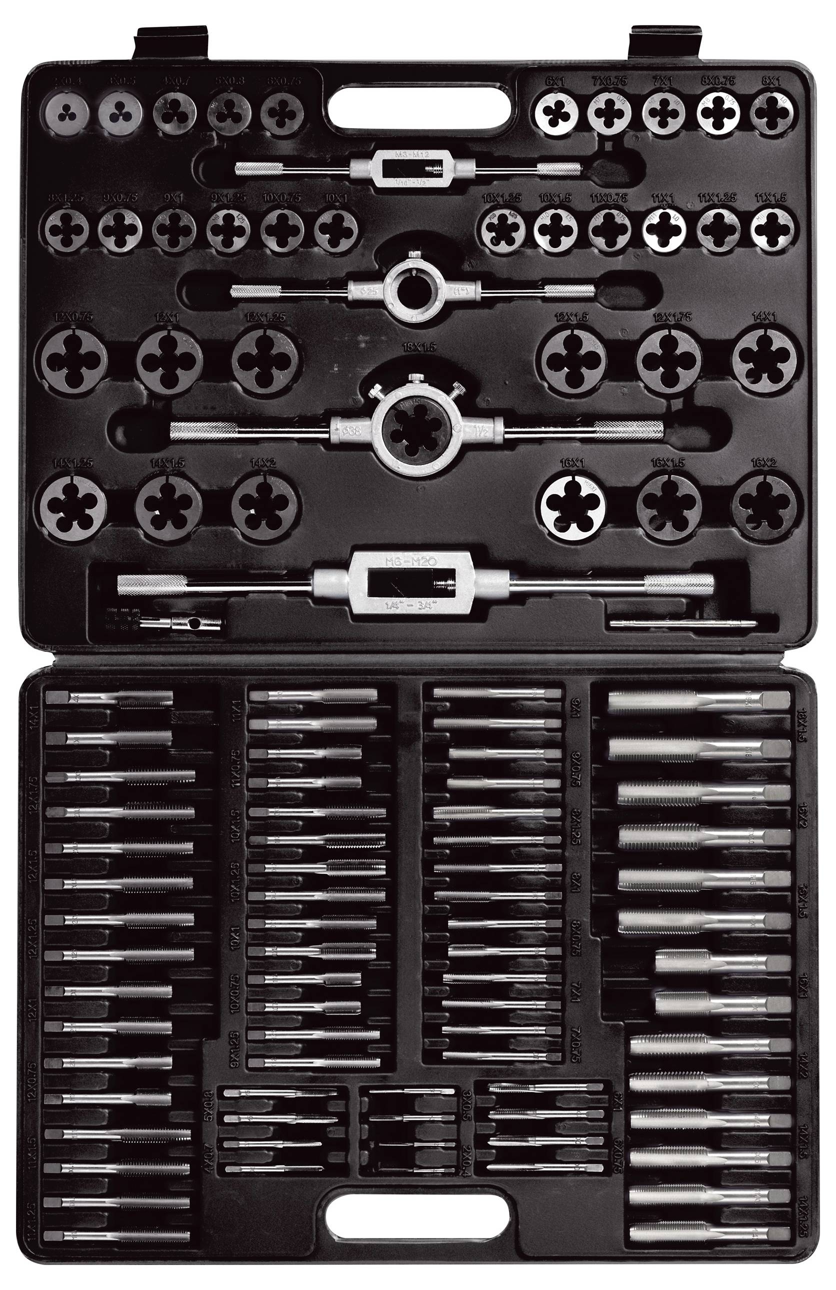 TOOLCRAFT TO-9913164 gehärteter legierter Stahl, Wolframstahl Gewindebohrer- und Schneideisensatz DIN 2181 1 Set
