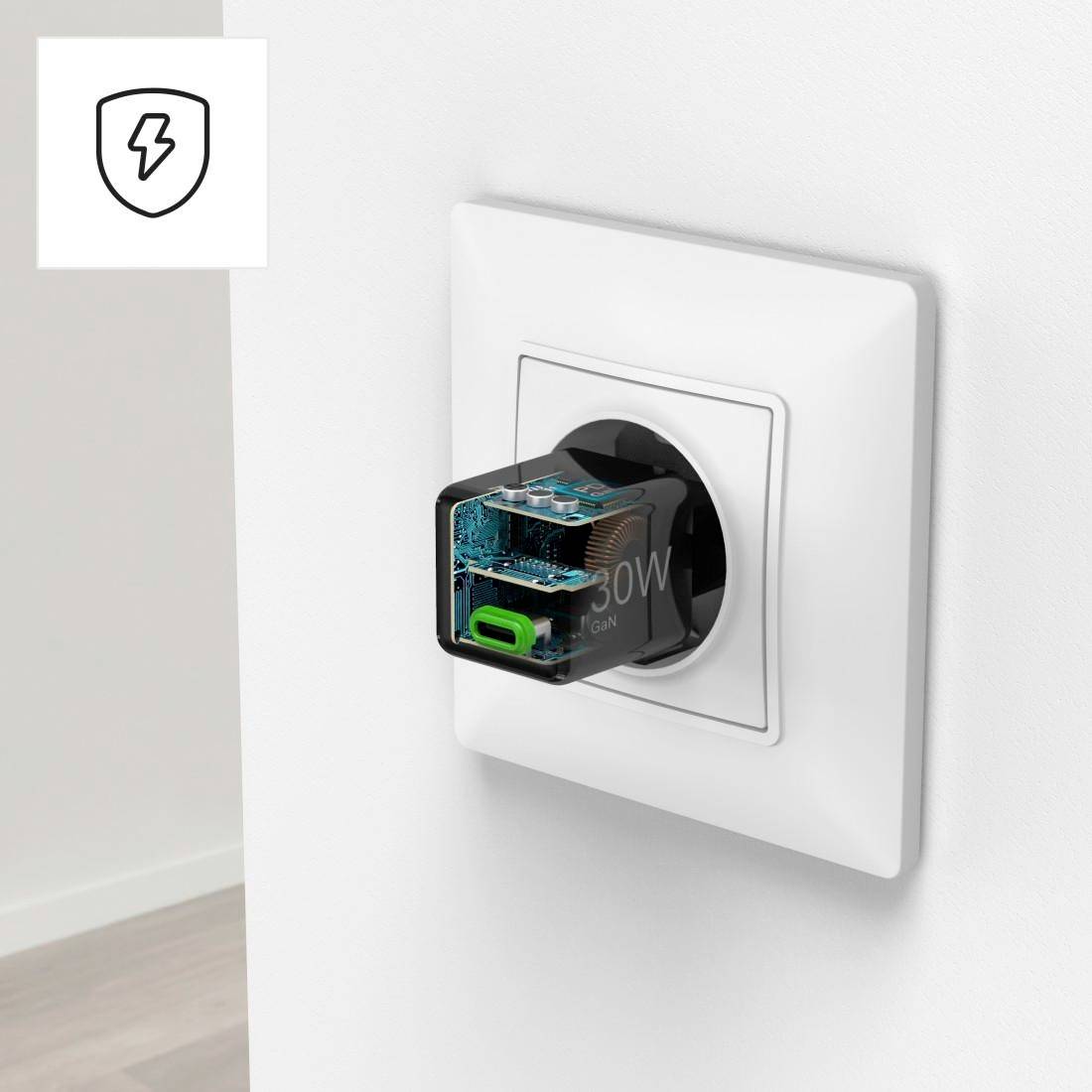 Hama 00201986 USB Ladegerät 30 W 1x USB-C® USB PD Schwarz Innenbereich USB Power Delivery (USB-PD)