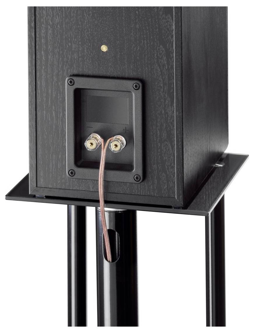 hama 00220881 Lautsprecherständer für schwere Boxen, mit Kabelführung, universal, Schwarz