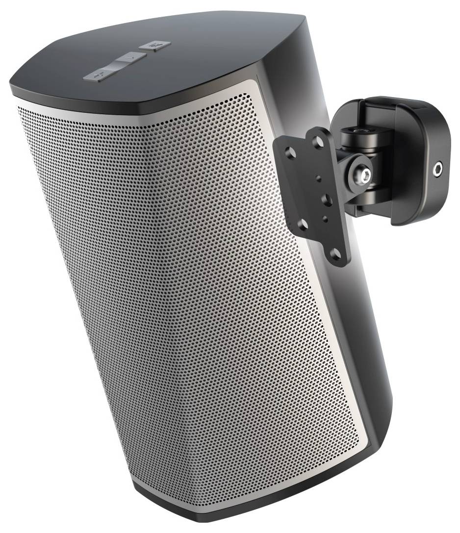 Hama 00220887 Lautsprecher-Wandhalterung Schwenkbar Wandabstand (max.): 76mm Schwarz 1St.