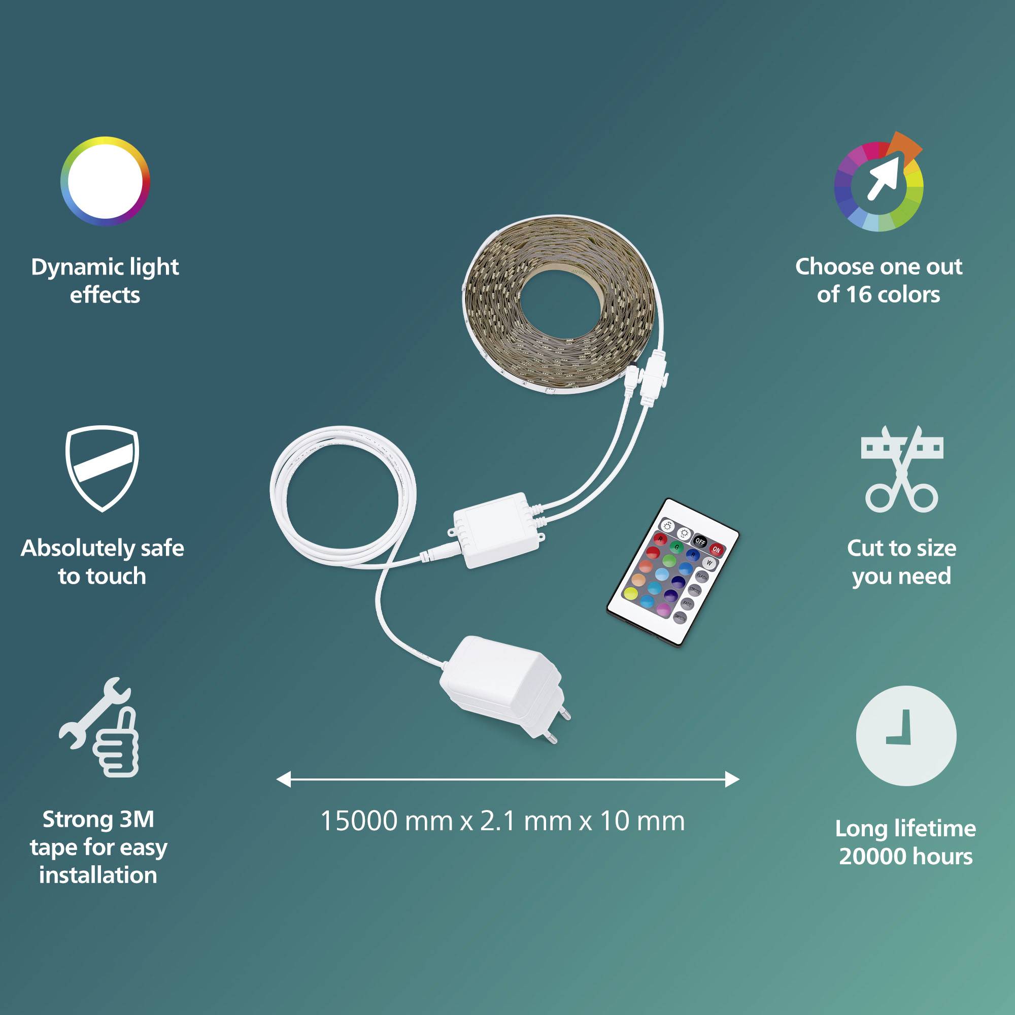 Philips 8720169322530 LED-Streifen-Komplettset 230V 15m RGB 15m