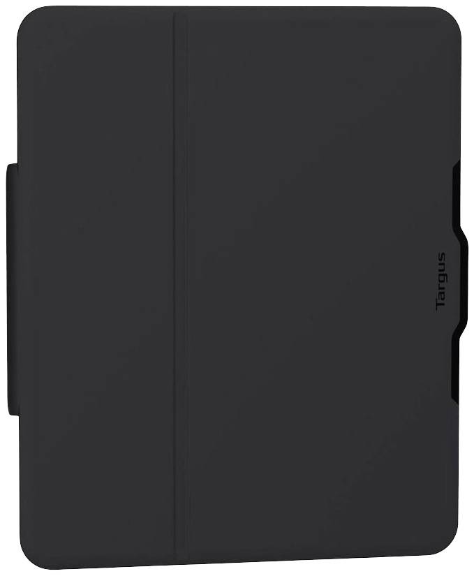 Schwarzes iPad-Schutzhülle von Targus, geschlossen und robust, bietet Schutz für das Gerät.