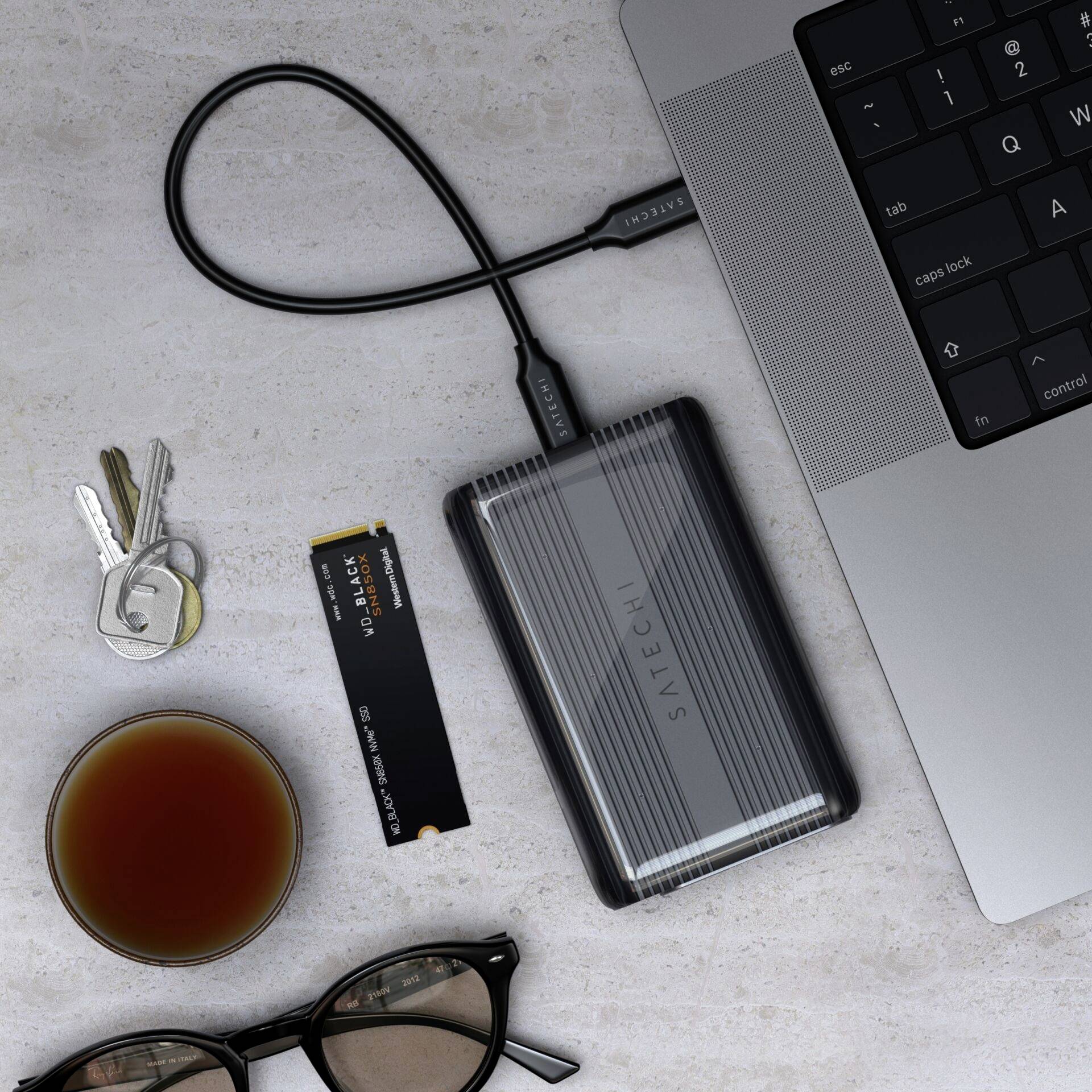 Satechi ST-EU4NPM M.2 SSD-Gehäuse USB-C® (USB4®) 40 GBit/s M.2 PCIe NVMe 2242, 2260, 2280 ST-EU4NPM