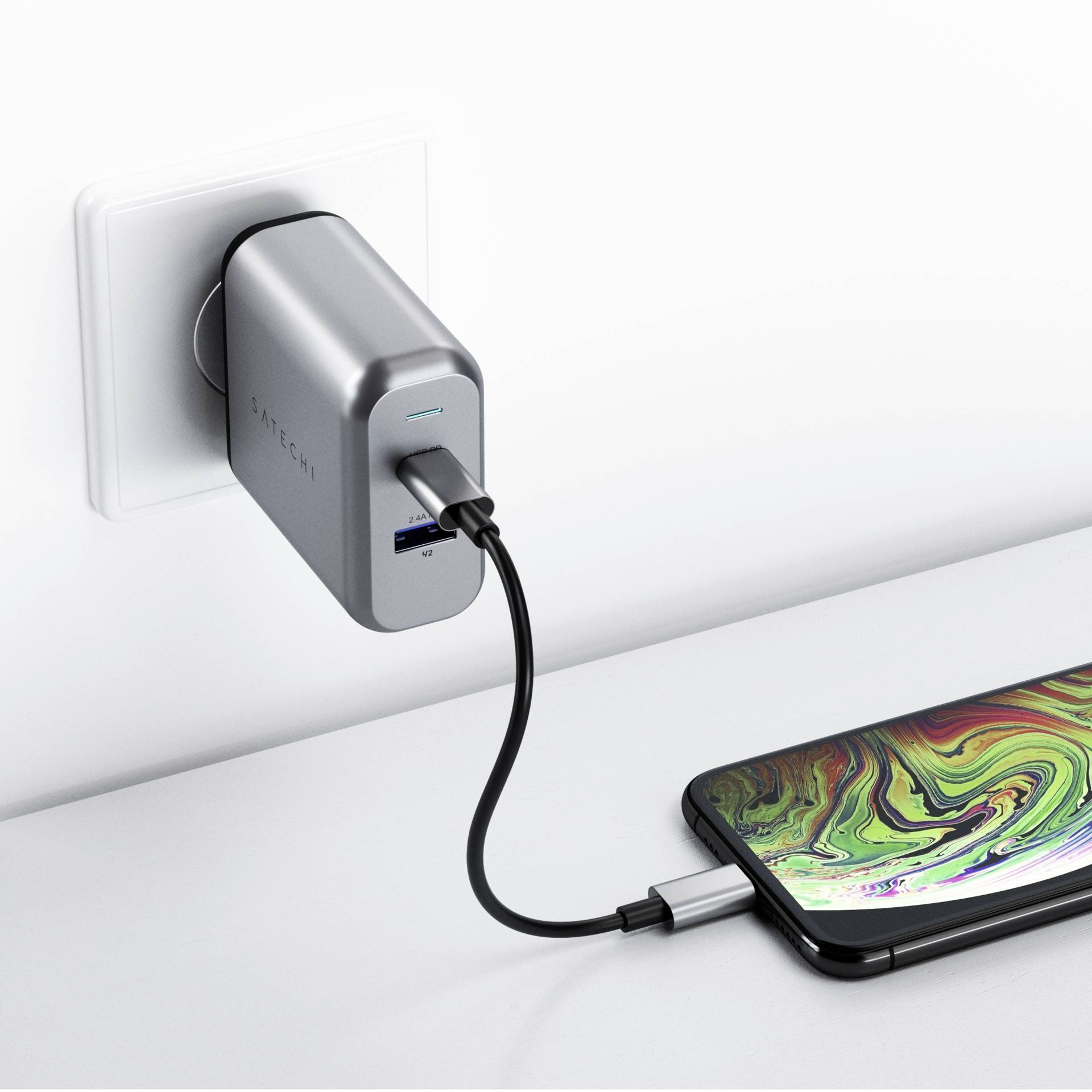 Satechi ST-MCCAM-EU USB Ladegerät 30W 1x USB-A, 1x USB-C® USB PD Anthrazit