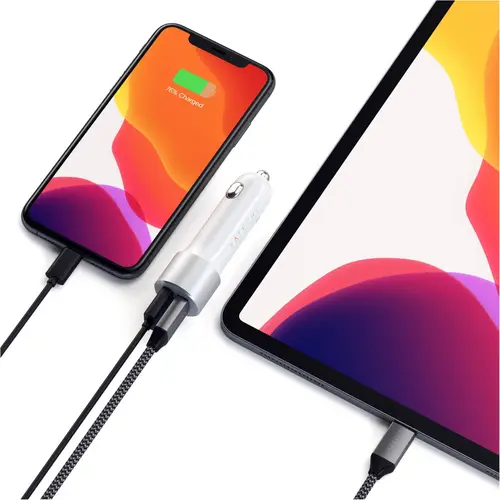 Satechi ST-TCPDCCS Ladeadapter 72W 1x USB-A, 1x USB-C® Silber Innenbereich Satechi ST-TCPDCCS Ladeadapter 72W 1x USB-A, 1x USB-C® Silber Innenbereich