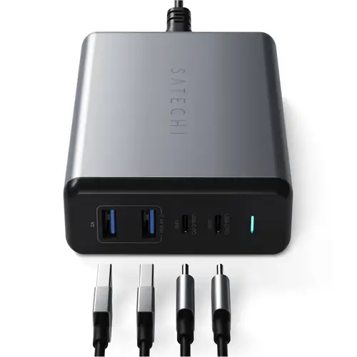 Satechi ST-TC108WM USB Ladegerät 108W 2x USB-A, 2x USB-C® USB PD Anthrazit Innenbereich Satechi ST-TC108WM USB Ladegerät 108W 2x USB-A, 2x USB-C® USB PD Anthrazit Innenbereich
