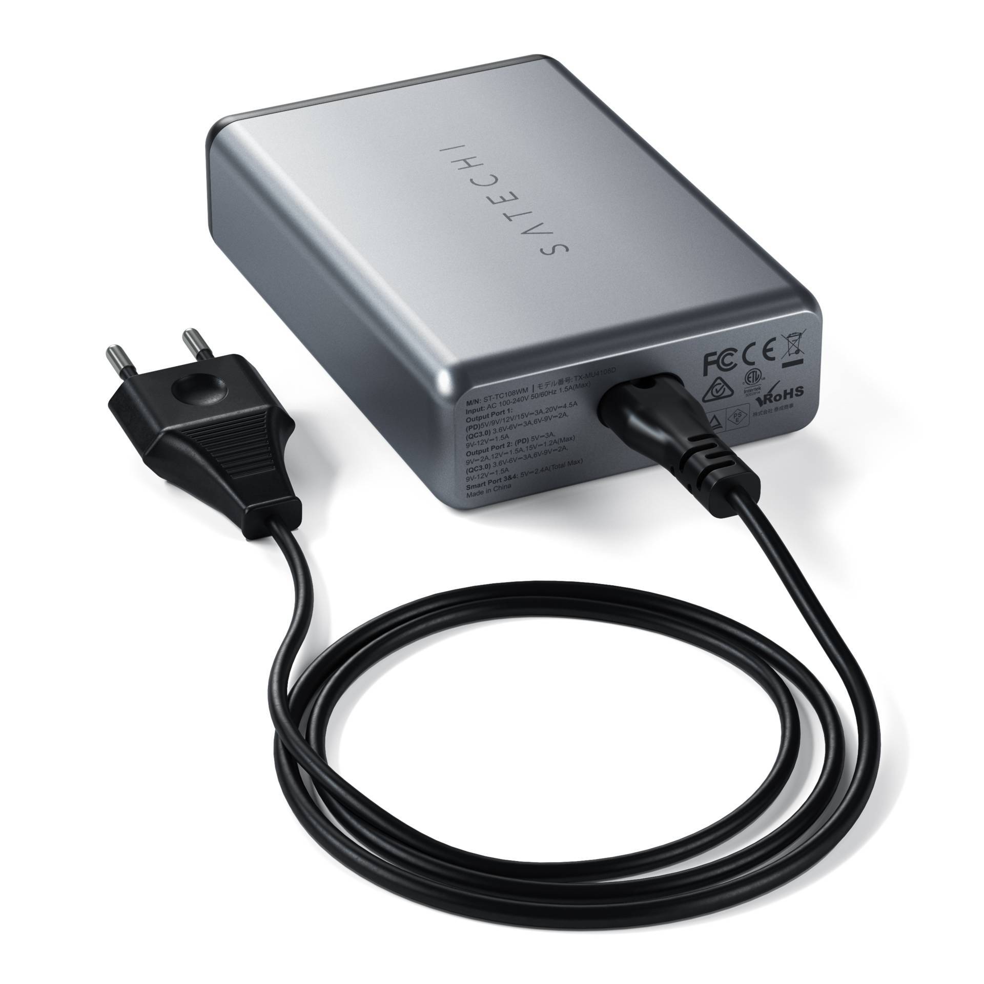 Satechi ST-TC108WM USB Ladegerät 108W 2x USB-A, 2x USB-C® USB PD Anthrazit Innenbereich