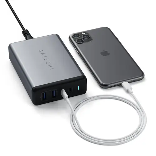 Satechi ST-TC108WM USB Ladegerät 108W 2x USB-A, 2x USB-C® USB PD Anthrazit Innenbereich Satechi ST-TC108WM USB Ladegerät 108W 2x USB-A, 2x USB-C® USB PD Anthrazit Innenbereich