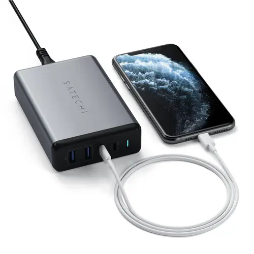 Satechi ST-TC108WM USB Ladegerät 108W 2x USB-A, 2x USB-C® USB PD Anthrazit Innenbereich Satechi ST-TC108WM USB Ladegerät 108W 2x USB-A, 2x USB-C® USB PD Anthrazit Innenbereich