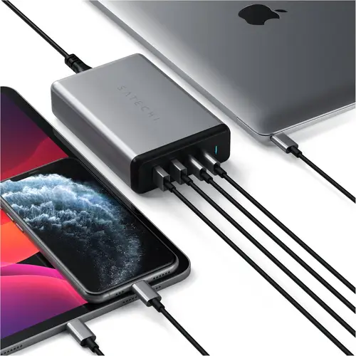 Satechi ST-TC108WM USB Ladegerät 108W 2x USB-A, 2x USB-C® USB PD Anthrazit Innenbereich Satechi ST-TC108WM USB Ladegerät 108W 2x USB-A, 2x USB-C® USB PD Anthrazit Innenbereich