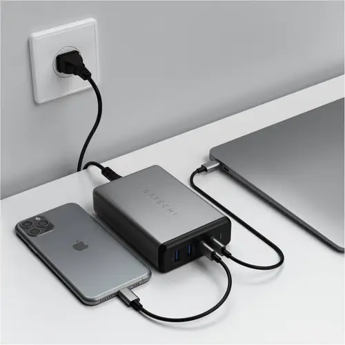 Satechi ST-TC108WM USB Ladegerät 108W 2x USB-A, 2x USB-C® USB PD Anthrazit Innenbereich Satechi ST-TC108WM USB Ladegerät 108W 2x USB-A, 2x USB-C® USB PD Anthrazit Innenbereich