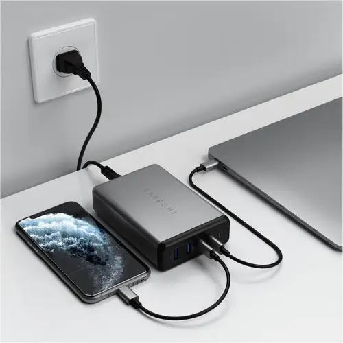 Satechi ST-TC108WM USB Ladegerät 108W 2x USB-A, 2x USB-C® USB PD Anthrazit Innenbereich Satechi ST-TC108WM USB Ladegerät 108W 2x USB-A, 2x USB-C® USB PD Anthrazit Innenbereich