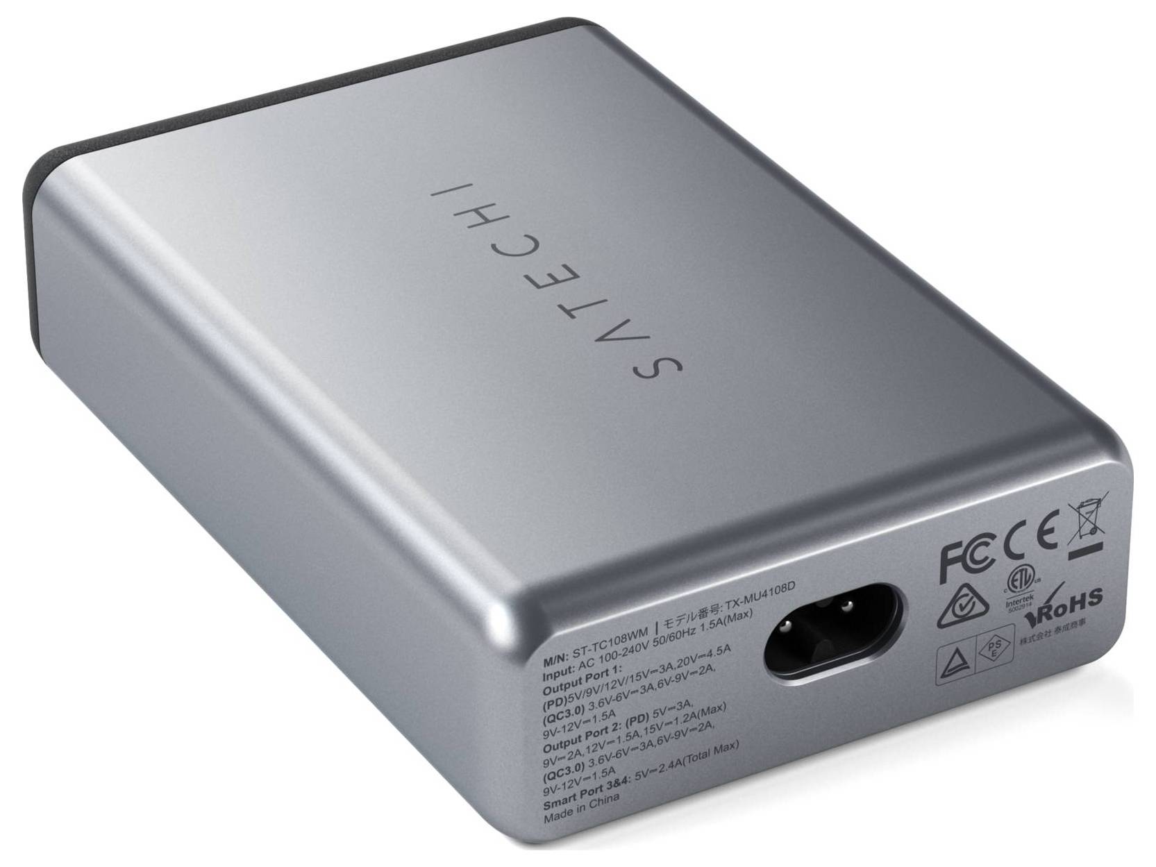 Satechi ST-TC108WM USB Ladegerät 108W 2x USB-A, 2x USB-C® USB PD Anthrazit Innenbereich