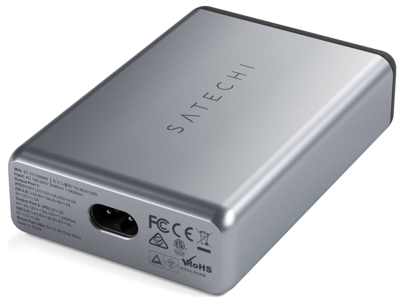 Satechi ST-TC108WM USB Ladegerät 108W 2x USB-A, 2x USB-C® USB PD Anthrazit Innenbereich