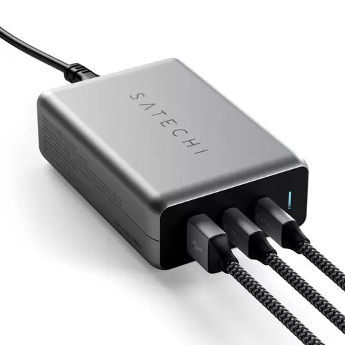 Satechi ST-TC100GM-EU USB Ladegerät 100W 1x USB-A, 2x USB-C® USB PD Schwarz, Grau Innenbereich Satechi ST-TC100GM-EU USB Ladegerät 100W 1x USB-A, 2x USB-C® USB PD Schwarz, Grau Innenbereich