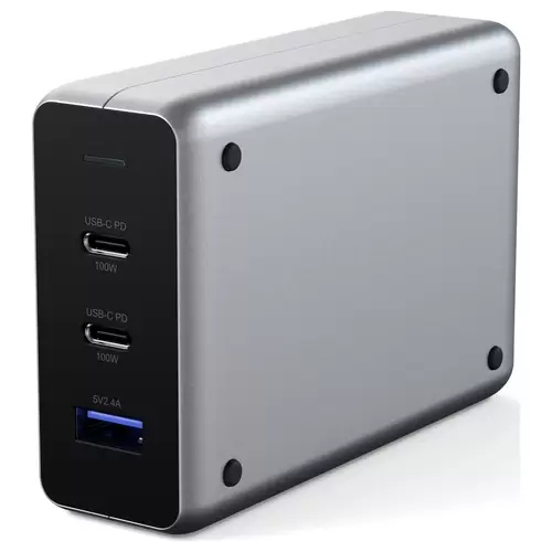 Satechi ST-TC100GM-EU USB Ladegerät 100W 1x USB-A, 2x USB-C® USB PD Schwarz, Grau Innenbereich Satechi ST-TC100GM-EU USB Ladegerät 100W 1x USB-A, 2x USB-C® USB PD Schwarz, Grau Innenbereich
