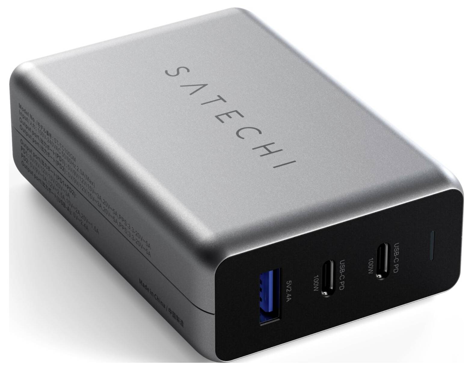 Satechi ST-TC100GM-EU USB Ladegerät 100W 1x USB-A, 2x USB-C® USB PD Schwarz, Grau Innenbereich