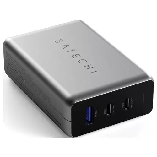 Satechi ST-TC100GM-EU USB Ladegerät 100W 1x USB-A, 2x USB-C® USB PD Schwarz, Grau Innenbereich Satechi ST-TC100GM-EU USB Ladegerät 100W 1x USB-A, 2x USB-C® USB PD Schwarz, Grau Innenbereich