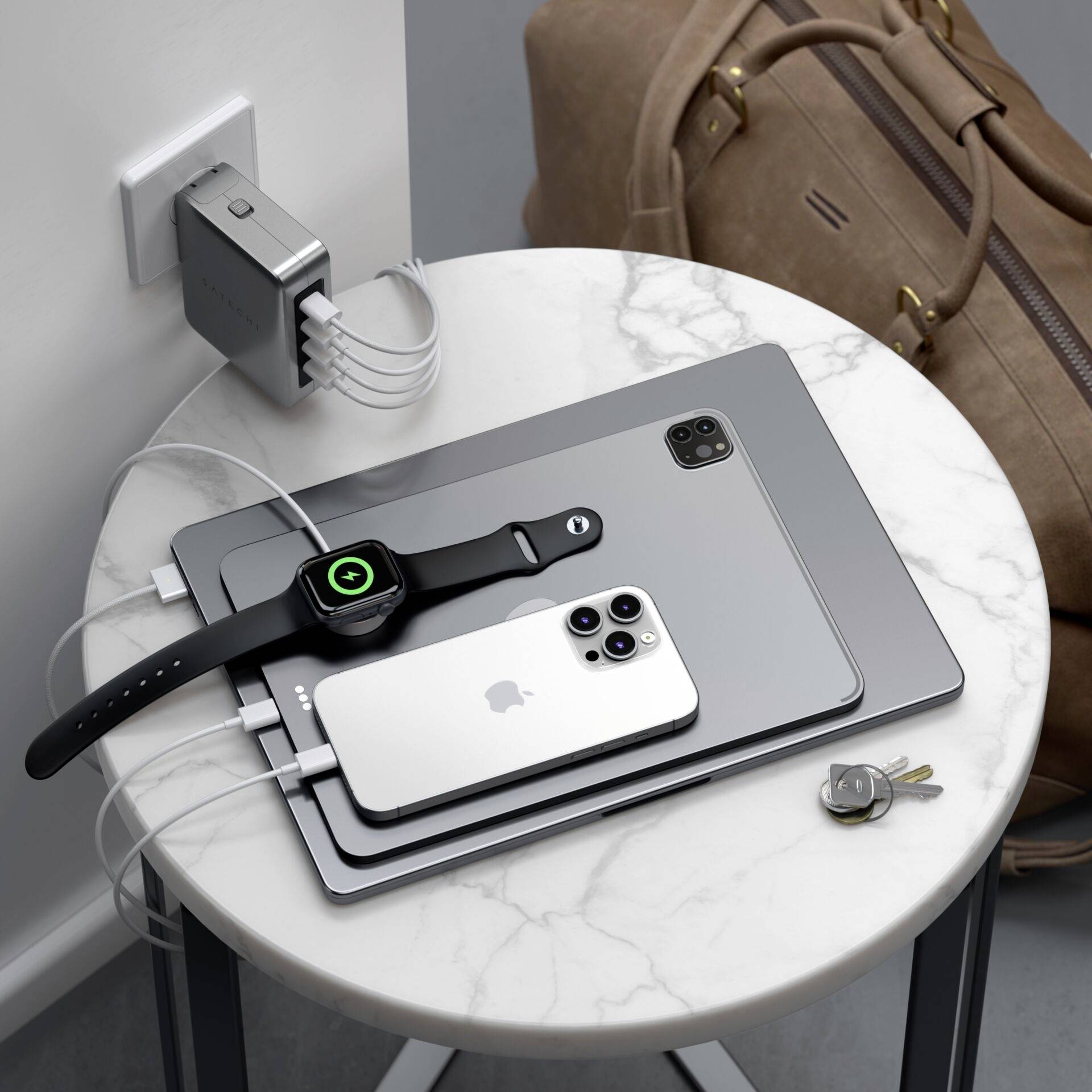 Satechi ST-W145GTM USB Ladegerät 145 W 4x USB-C® USB PD Grau Innenbereich