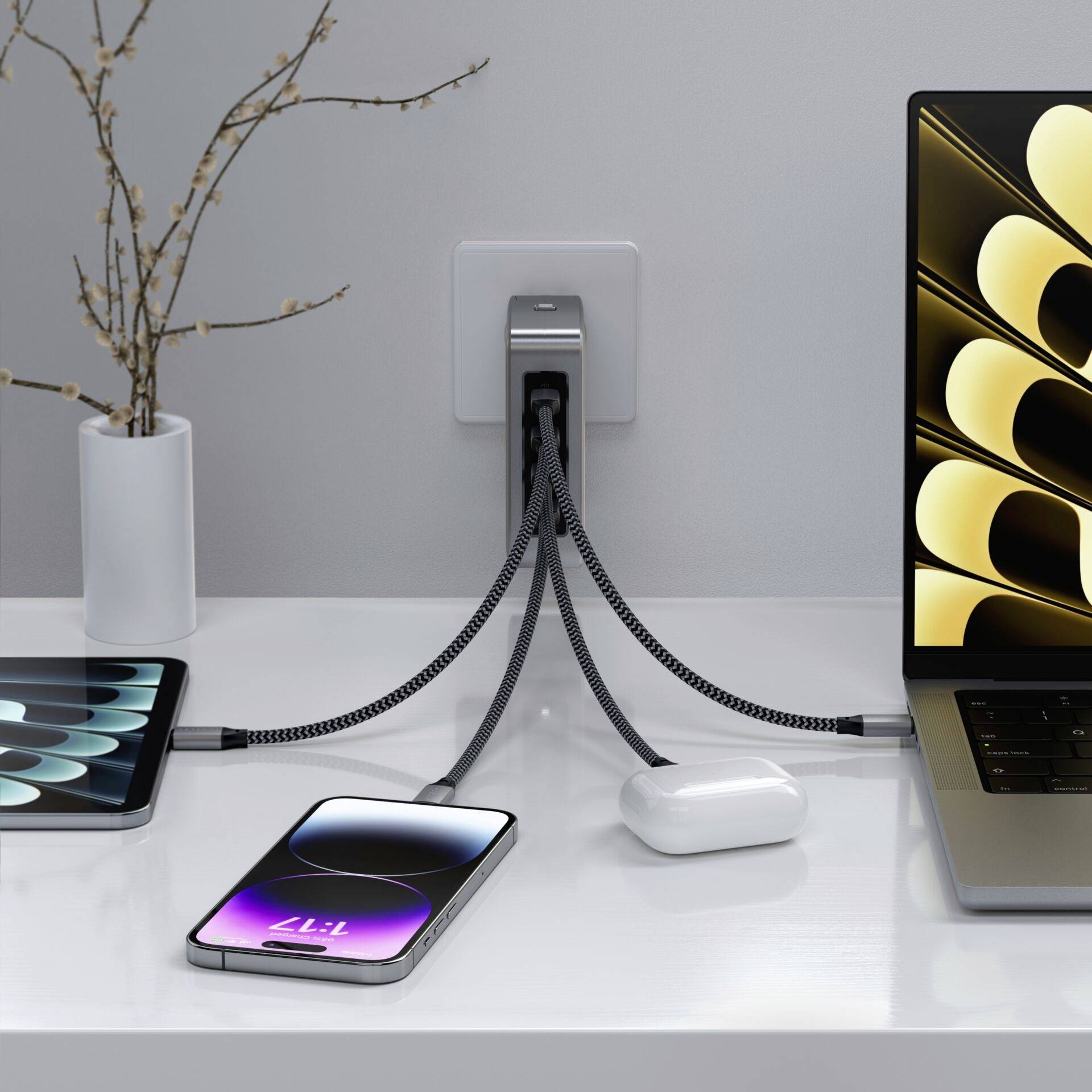 Satechi ST-W145GTM USB Ladegerät 145 W 4x USB-C® USB PD Grau Innenbereich