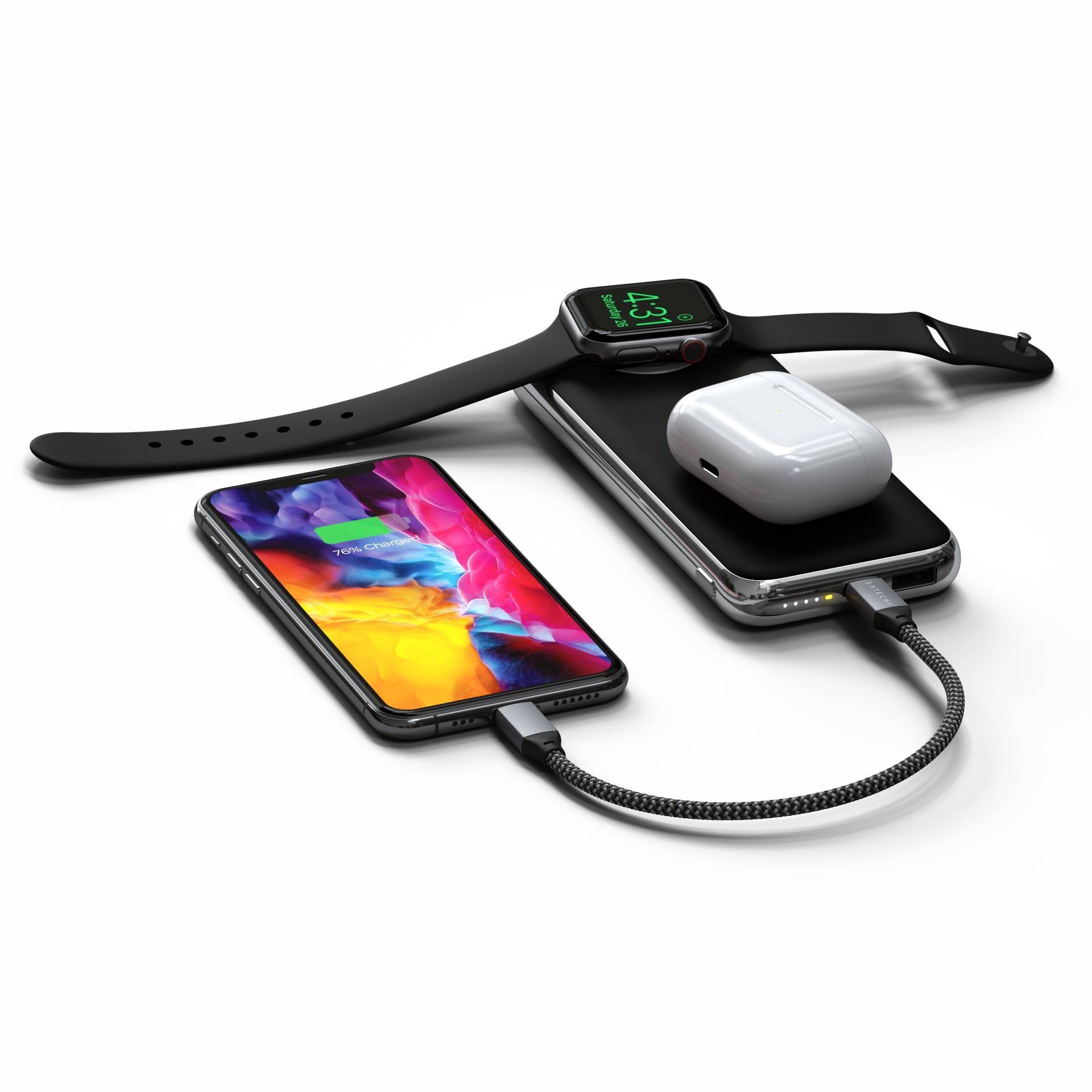 Satechi Quatro Wireless Powerbank 10000 mAh Qi Wireless Charging USB-A, USB-C® Schwarz