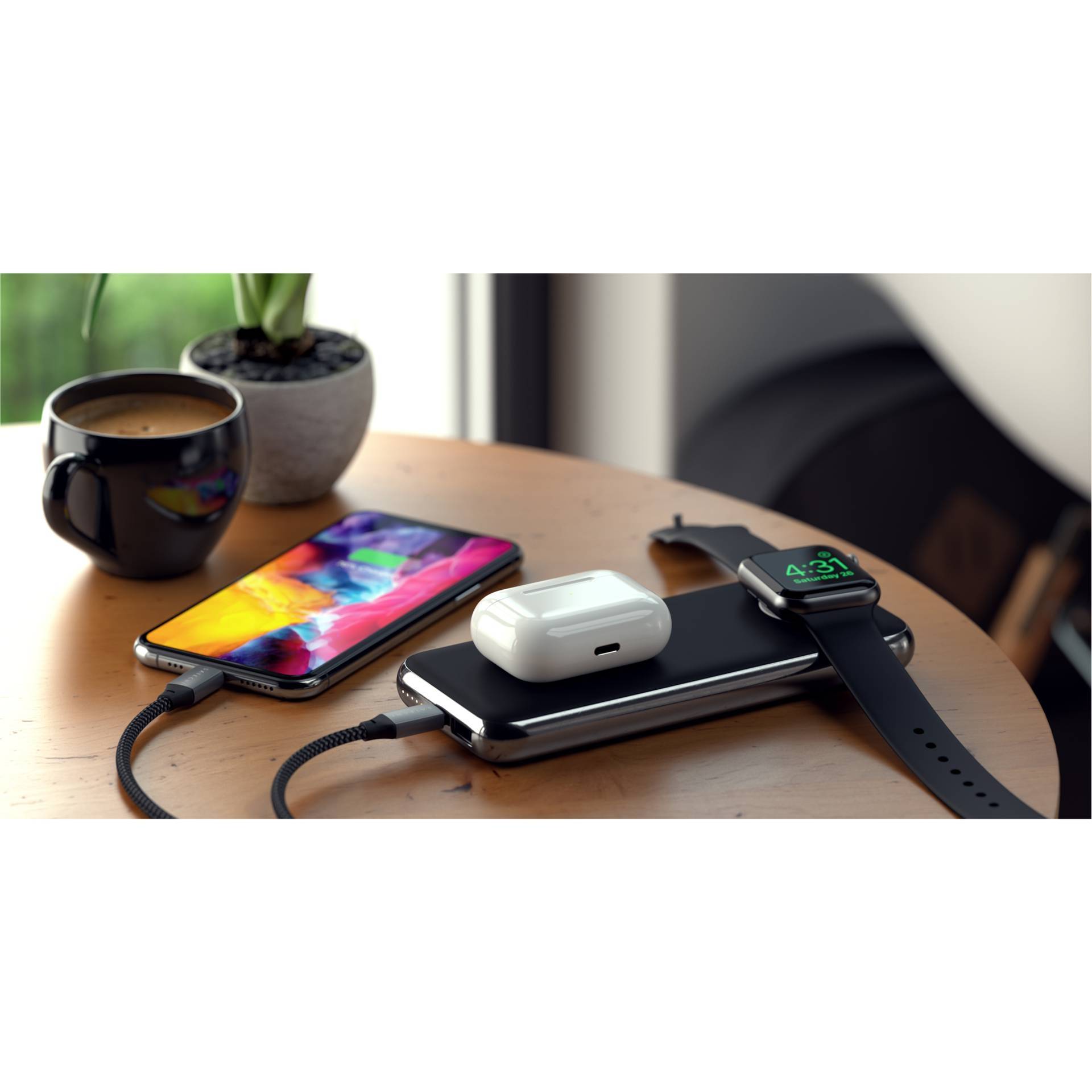 Satechi Quatro Wireless Powerbank 10000 mAh Qi Wireless Charging USB-A, USB-C® Schwarz