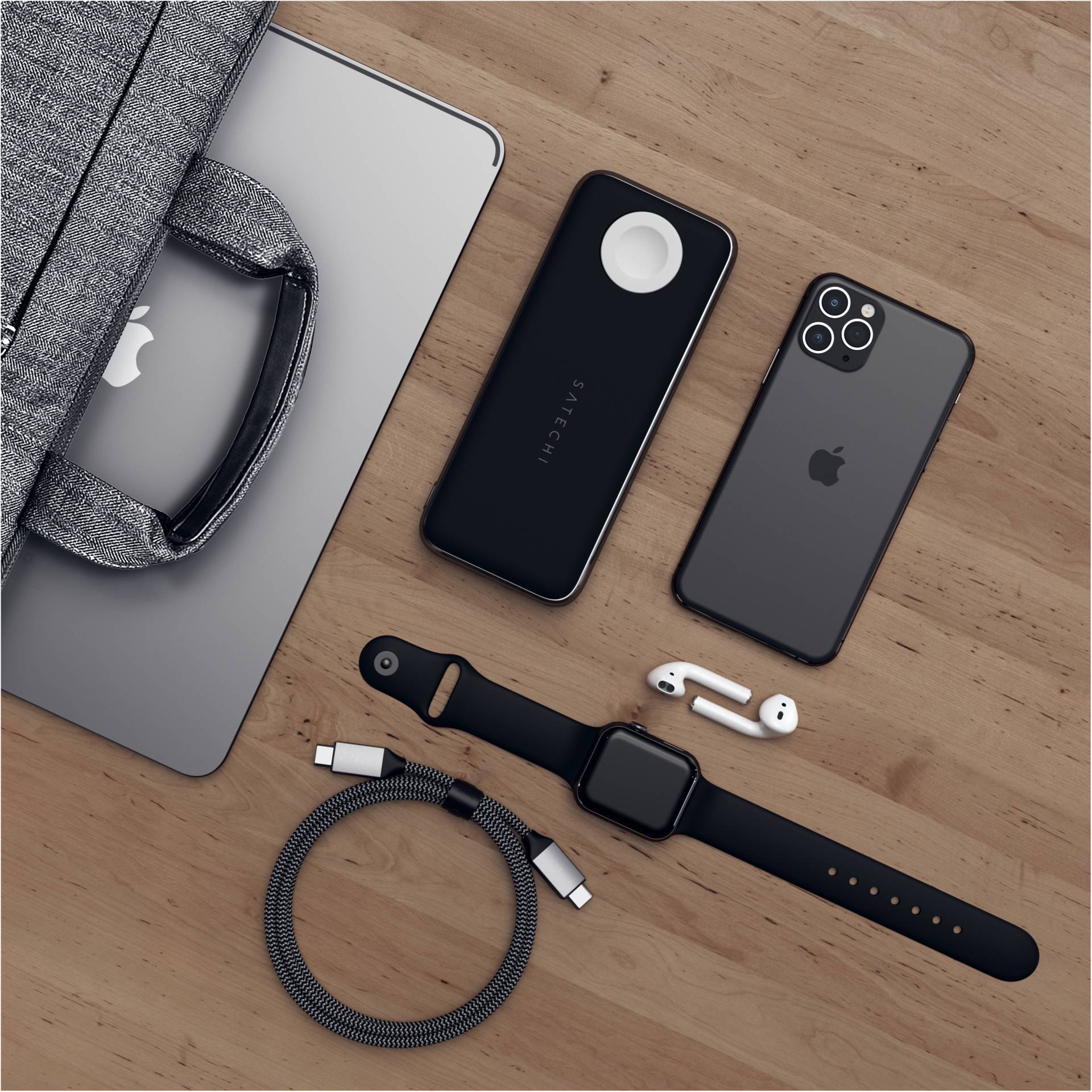 Satechi Quatro Wireless Powerbank 10000 mAh Qi Wireless Charging USB-A, USB-C® Schwarz