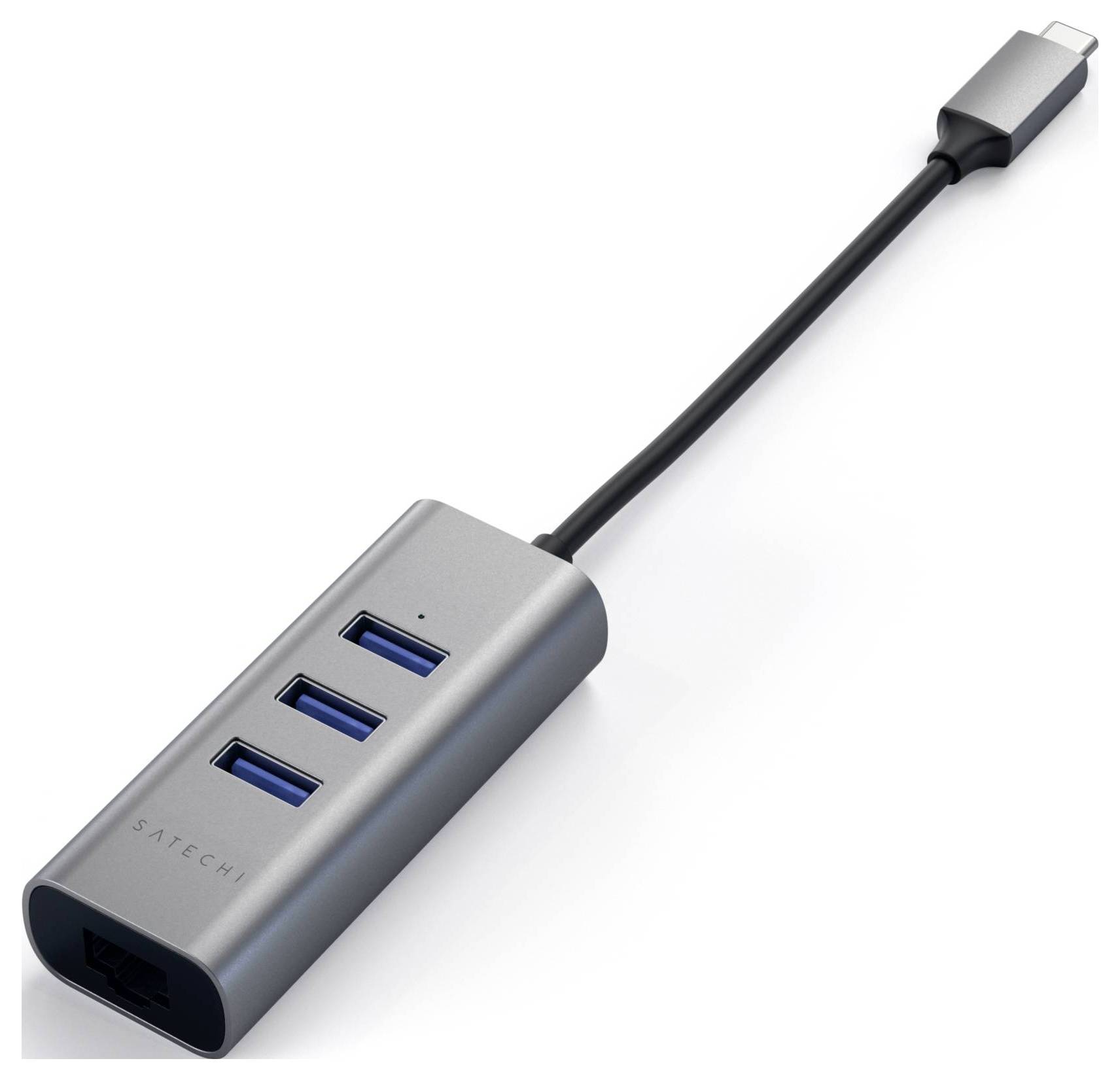 Ein USB-C-Hub mit drei USB 3.0-Anschlüssen und einem HDMI-Anschluss. Geeignet zur Erweiterung von Laptop-Konnektivität.