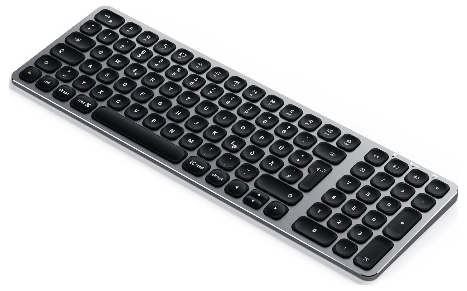 Satechi ST-ACBKM-DE Bluetooth® Tastatur Deutsch, QWERTZ Anthrazit mit numerischer Tastatur, Beleuchtet